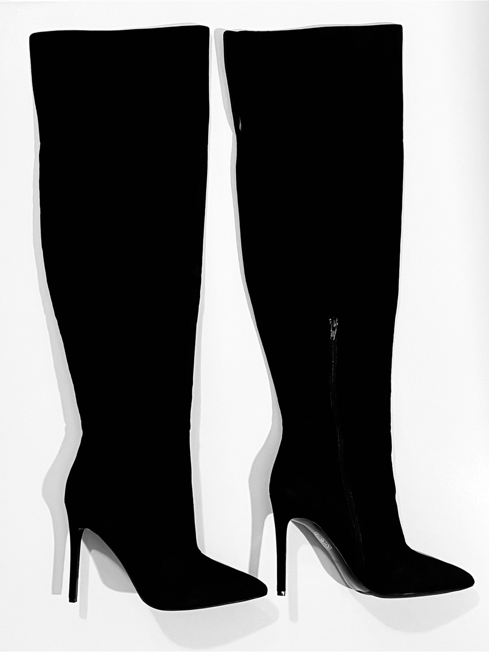 ALDO Leather/Suede Black Tall Over-the-Knee Stiletto Boots - Picture 3 of 14